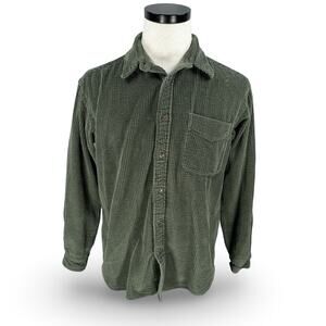 Mollusk California Corduroy Shirt Men's Small Green Long Sleeve Button Cotton